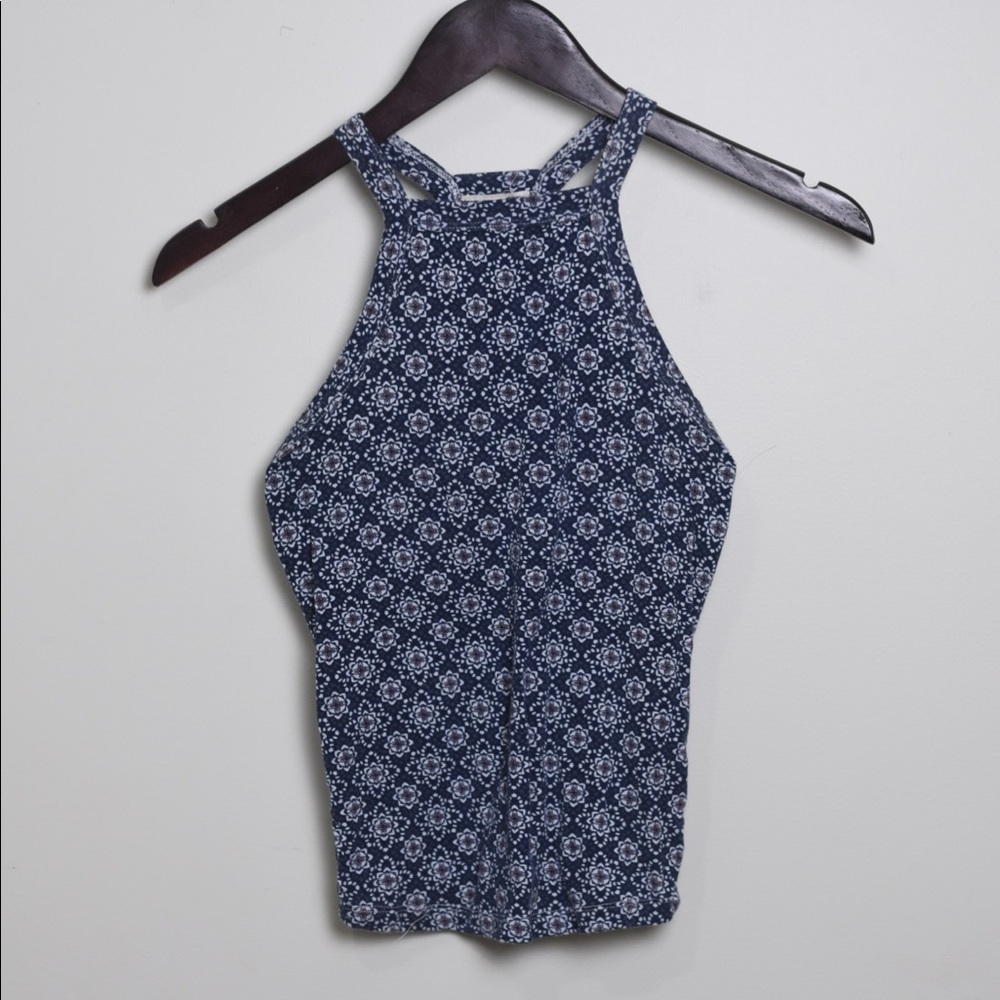 LA Hearts - Blue & White Detailed High Neck Crop